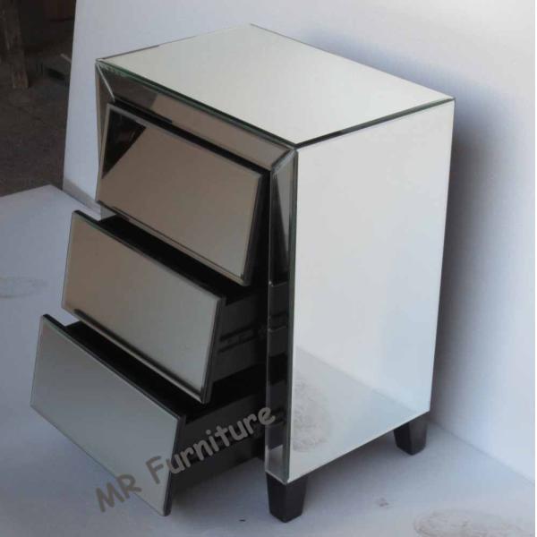 Cant Three Drawers Mirror Night Stand Cabinet Table for Bedroom Furniture