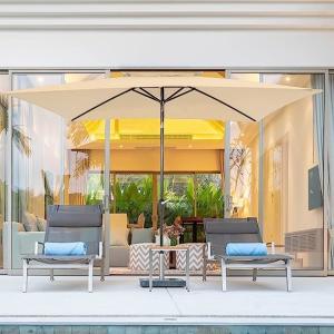 Patio Umbrellas 9' Light Beige, Outdoor Umbrella Market Table Umbrellas with