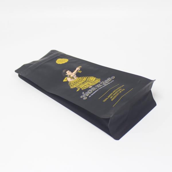 500g Flat Bottom Coffee Bean Packaging Bag Zip Top Customized Logo