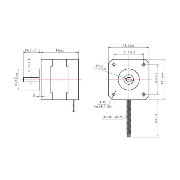 42SHD4239 2 Phase NEMA 17 Stepper Motor 1.8 Degree 40mm Body 450mN.m For Robot DIY Machine