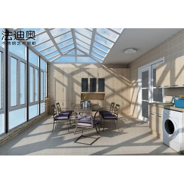 Light Oak Wood Grain Utility Room Storage Cabinets With Functional Storage