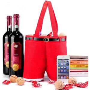China 30*12cm Felt Embroidery Christmas Wine Drawstring Bags on sale