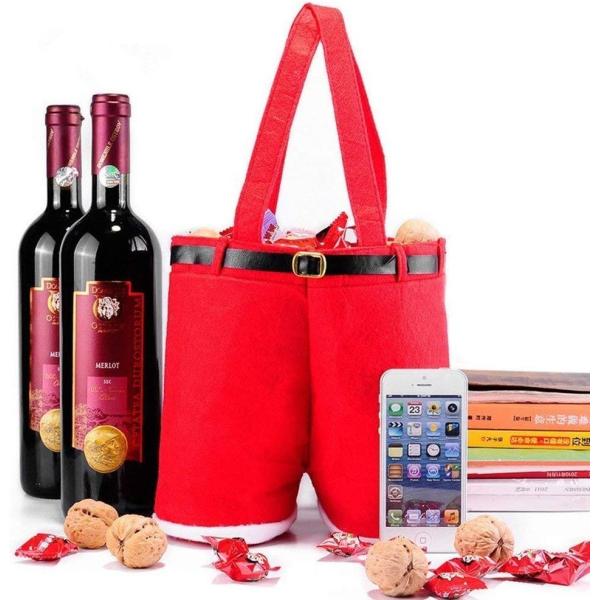Buy 30*12cm Felt Embroidery Christmas Wine Drawstring Bags at wholesale prices