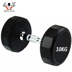Dodecagon Round Rubber Dumbbells , Gym Equipment Dumbbells Little Smell