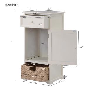 White Vintage 12.5lbs 33”H Livingroom End TableWith Basket Accent Style