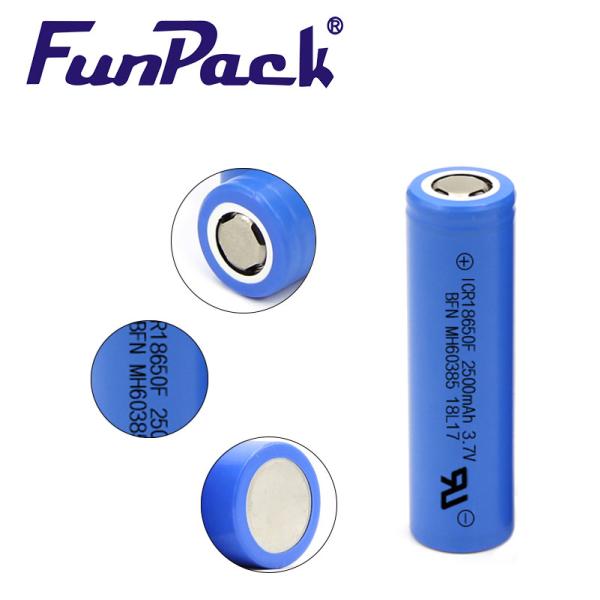 2500mAh 18650 Lithium Ion Rechargeable Battery 3.7V For Safety Equipment