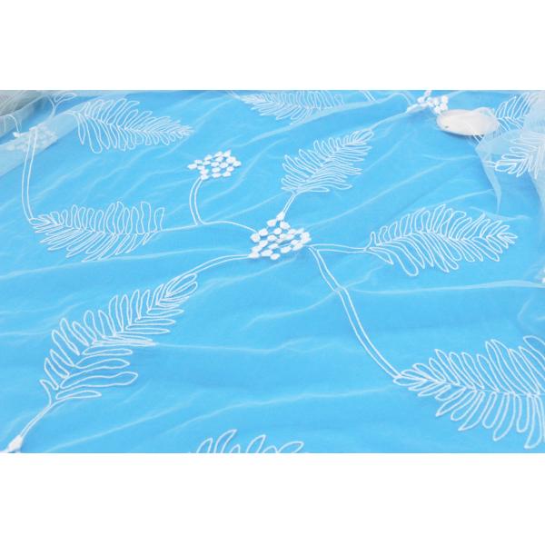 Buy Mesh Allover Leaf Lace Fabric With Polyester Water Soluble Embroidered at wholesale prices