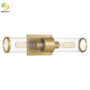 Striking Style Gold Metal Glass Modern Wall Light 2 Light