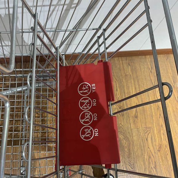 210L Variety Store Powder Coating SGS Certificate European Market Grocery Shopping Trolley with PU Wheels