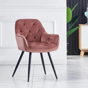 Nordic Velvet Upholstered Dining Chair with Metal Legs
