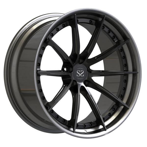 Buy Custom Black Forged 2 Piece Disc Polished Center Staggered RS6 19 20 21 22 Inch at wholesale prices