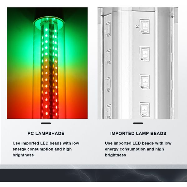 DC 24V Input LED Tower Lamp Foldable Machine Stack Light With Built In Buzzer 80lm/W Efficiency