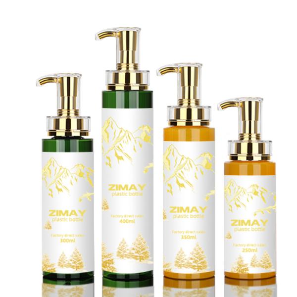 500ml Plastic Empty Body Wash Clear Lotion Goldpump Shampoo Bottle Packaging