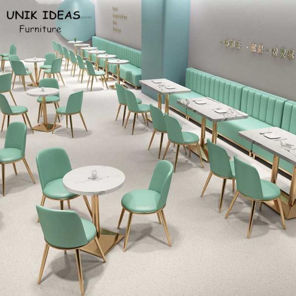 Buy 47.24" Bistro Restaurant Dining Table Set With Leather Chairs Blue 4 Seater at wholesale prices