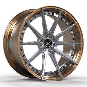 Bronze Polished Lip 2 Piece Forged Wheels Brushed Gun Metal Spokes Discs For