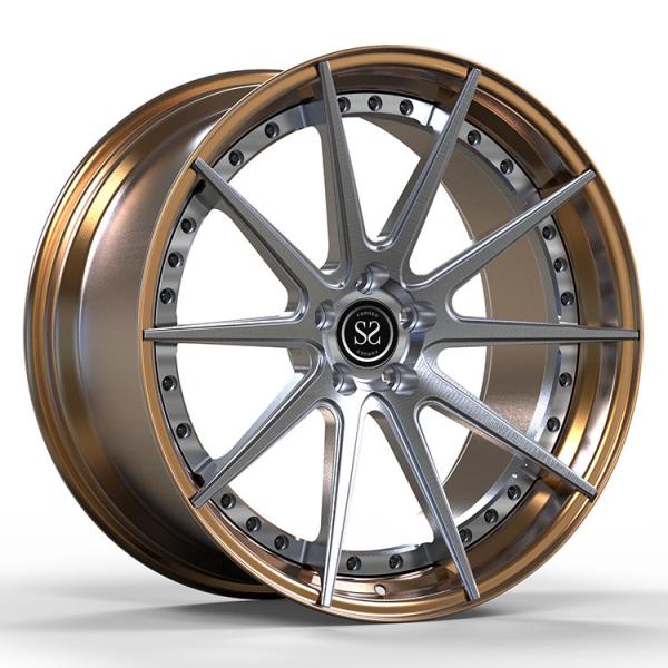Bronze Polished Lip 2 Piece Forged Wheels Brushed Gun Metal Spokes Discs For