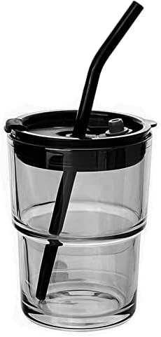 Buy 13oz/400ml Tumbler Water Glass, Cups with Straw and Lid Sealed Carry on for Coffee, Iced Tea, Thick Wall Insulated Glass at wholesale prices