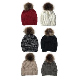 Quality Removable Fur Pom Plain Cashmere Cap for sale