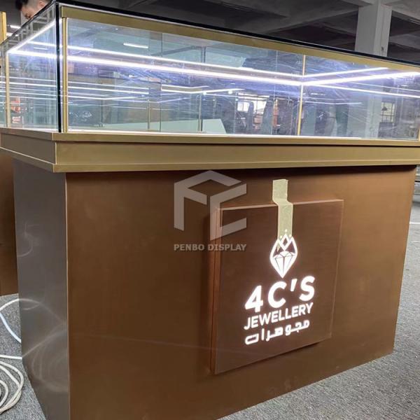 Buy Glossy Metal Jewelry Display Showcase Custom Logo at wholesale prices