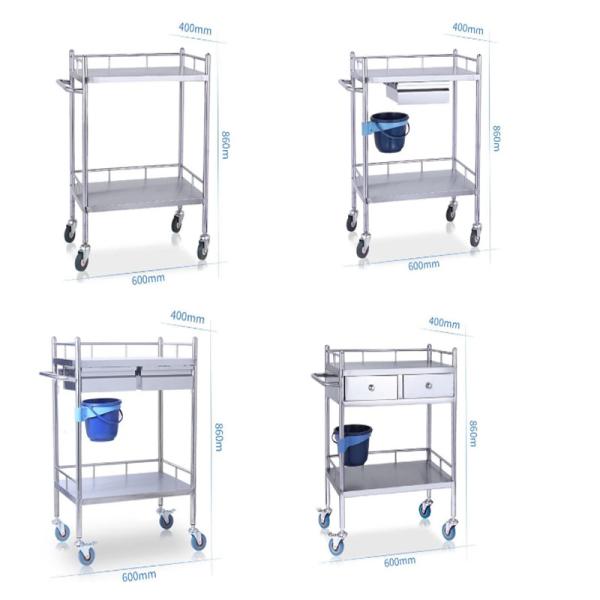 Low Price Stainless Steel Hospital Medical Trolley with Drawers