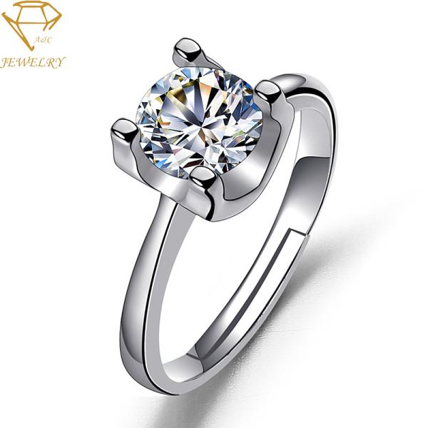 Buy Adjustable Women Silver Diamond Wedding Ring Anti Allergic at wholesale prices