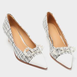 China Womens Soft Leather Dress Shoes , Daily Casual Stitching 5cm High Heel Pump Shoes on sale