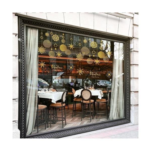 Peel and Stick PVC Transparent Christmas Decorative Film for Home or Store Glass