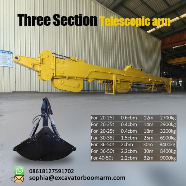 Buy PC360 Excavator Telescopic Arm 25 Meters With Clamshell Bucket at wholesale prices