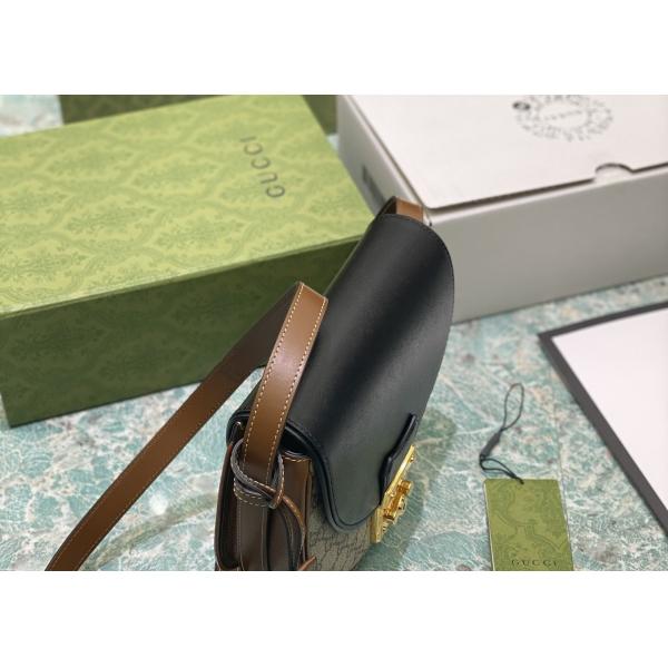 Classic GG Deerskin Texture Inclined Shoulder Bag Monogram Canvas 22cm Length