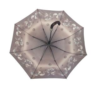 21" Auto Open Manual Close J Shape Handle 2 Fold Umbrella