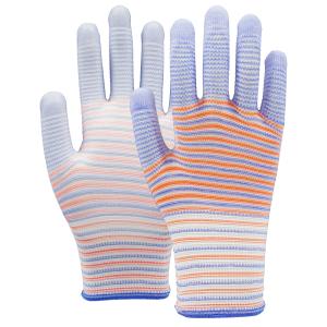China 13 Gauge Polyester PU Palm Coated Gloves With Zebra Design on sale