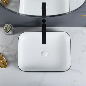 Delicate Solid Counter Top Bathroom Sink Impact-Resistance Rectangular Hand