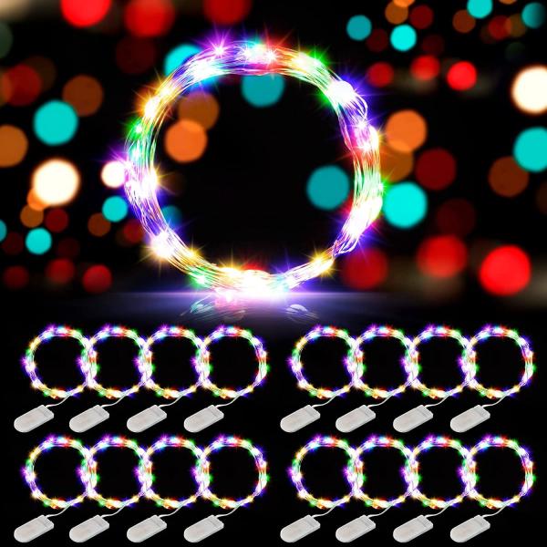 Bright Battery Operated Fairy Lights 60 LED Silver Wire Waterproof Christmas Decorations