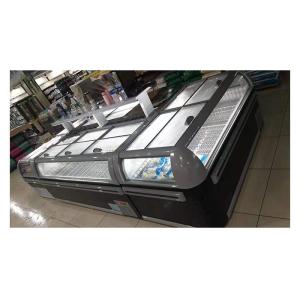 Glass Horizontal Supermarket Island Freezer Fruit Showcase Refrigeration