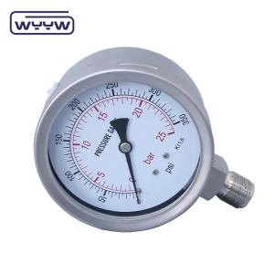 Precision Industrial Laser Welded Liquid Pressure Gauge With Black Aluminum