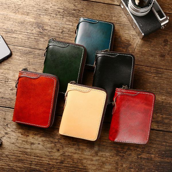 Others Pattern Type Simple Men's Wealth Cloth Wallet with Vegetable Tanned Leather