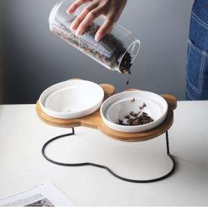 Elevated Ceramic Dog Cat Bowls for Food and Water