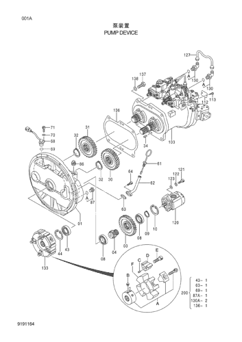9195235, 9191164, HPV102GW Hitachi ZX200-3G, ZX200, ZX200-6, ZX270-3 ZX240-6 Hydraulic Pump