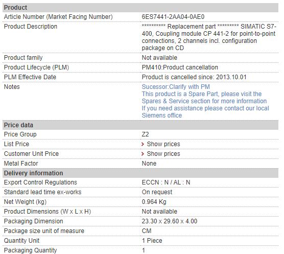 6ES7441-2AA04-0AE0 6ES7 441-2AA04-0AE0 Siemens Communication Processor