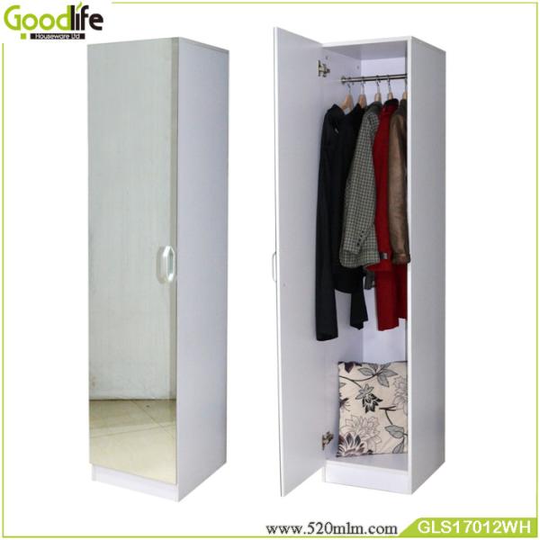 Buy Floor Standing Wooden Clothes Wardrobe EU Standard MDF With Mirror at wholesale prices