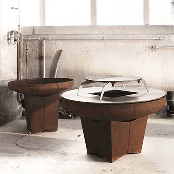 Buy Weathered Corten Steel Bbq Fire Pit 3mm Thick With Circle Plancha at wholesale prices