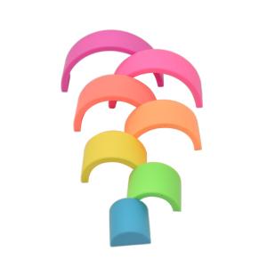 PVC BPA Free Silicone Rainbow Stacker Educational Fun Customized Logo