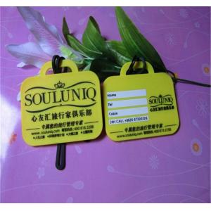 Yellow 2d Design Soft PVC Suicase Tag / Travel Name Tag With Writing Backside