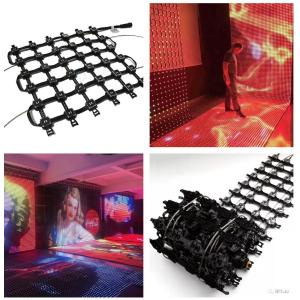 High Reliability P55mm Flexible LED Mesh Screen Outdoor IP66 Waterproof