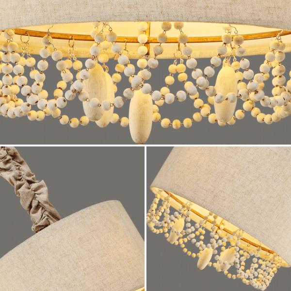 Wood sphere pendant light with Frabic Lampshade (WH-CI-41)