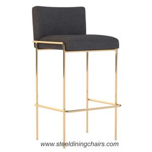 Stainless Steel Breakfast Fabric Black 99CM Tall Upholstered Bar Stools