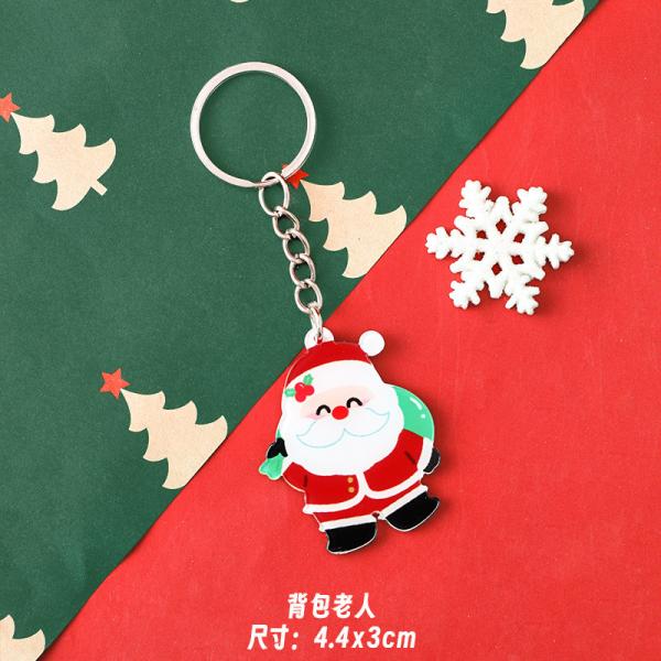 Christmas Festival Acrylic Keychain with Metal Ring Attachment and Cute Snowman