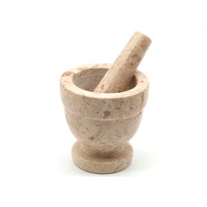 4 Inch Stone Mortar And Pestle Natural Marble With Set Beige Color