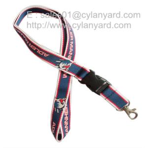 Quality Woven frame polyester lanyards with metal detachable buckle release, for sale