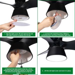 ERP Rosh LED Modules 5CCT 12W/18W/24W DIP Switch Ceiling Light Fan With Witch